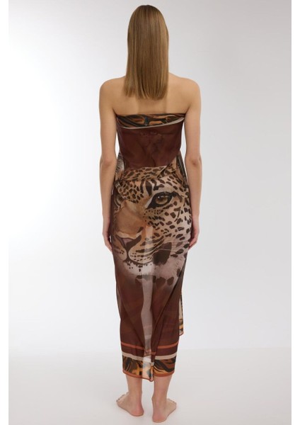 4804 Kahve Leopar Desenli Pareo