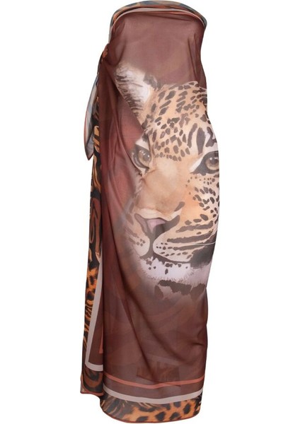 4804 Kahve Leopar Desenli Pareo