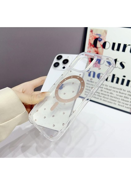 iPhone 15 Pro Max Kılıf Kalp Magsafe Kılıf Fiyonklu Tasarım Silikon Kılıf Rose Gold fiyatları