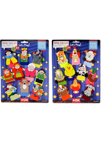 2 Set - 20 Parça Tox Çiftik Hayvanları ve Masal Kahramanları Parmak Kukla T225 T220