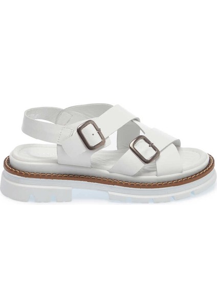 Beyaz Hakiki Deri Kadın Sandalet - K24Y1SN67162-A26 indirimleri