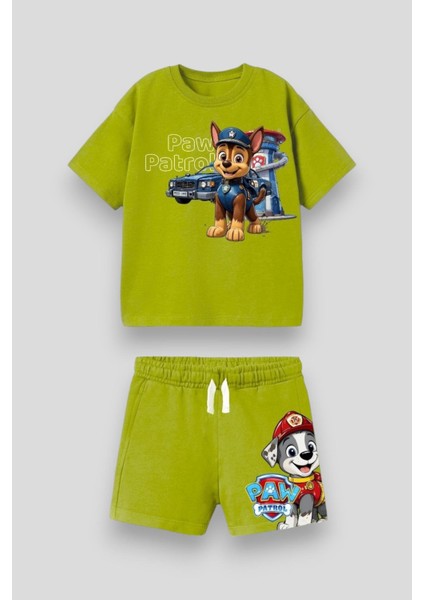 Erkek Çocuk Pamuklu Paw Petrol Baskılı T-Shirt ve Şort Takım