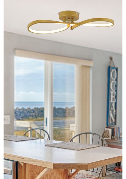 Vetto Gold 38 Watt Plafonyer 3 Renkli Ledli Modern Mutfak Banyo LED Salon Sarkıt Avize