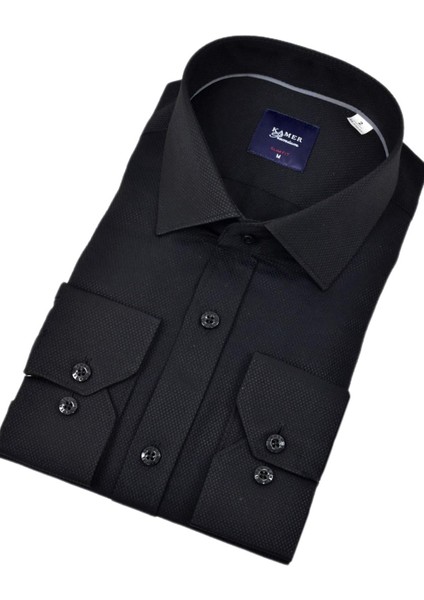 Erkek Slim Fitt Armürlü Uzun Kol Gömlek 2413 BGL-ST04383
