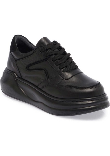 Siyah Hakiki Deri Kadın Sneaker - K24I1AY67491-A23