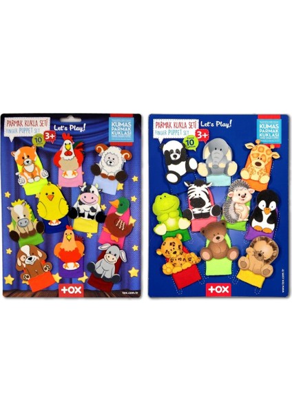 2 Set - 20 Parça Vahşi ve Çiftik Hayvanlar Parmak Kukla T781 T220