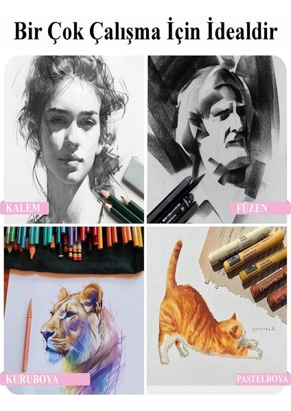 Telli A5 Kraft Eskiz Defteri Spiralli 50 Yaprak Karakalem Çizim Seti Fatih Dereceli Kalem Yandan Açmalı Sketch Pad Sigi
