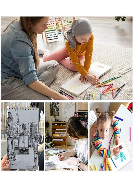 Telli A5 Kraft Eskiz Defteri Spiralli 50 Yaprak Karakalem Çizim Seti Fatih Dereceli Kalem Yandan Açmalı Sketch Pad Sigi