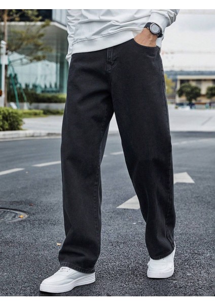 Erkek Baggy Fit Asit Yıkama Jean Kot Pantolonerkek Casual Baggy Denim Jean Kot Pantolon fiyatları