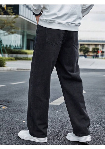 Erkek Baggy Fit Asit Yıkama Jean Kot Pantolonerkek Casual Baggy Denim Jean Kot Pantolon modelleri