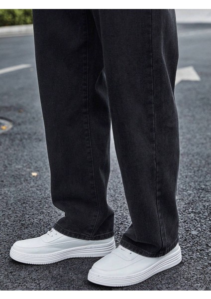 Erkek Baggy Fit Asit Yıkama Jean Kot Pantolonerkek Casual Baggy Denim Jean Kot Pantolon fırsatları