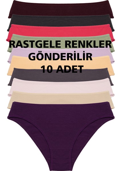 Kadın Külot 10 Lu Paket Pamuklu Likrali Rastgele Karısık Renklı fiyatları