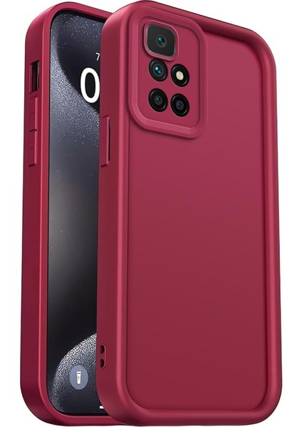 Xiaomi Redmi 10 4g 2022 Uyumlu Kılıf Kamera Korumalı Yumuşak Dokulu Darbe Emici Bordo Silikon Kapak