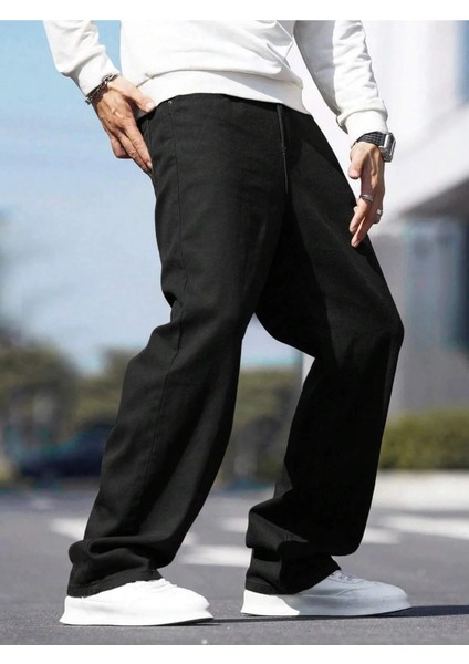 Erkek Casual Baggy Denim Jean Kot Pantolon