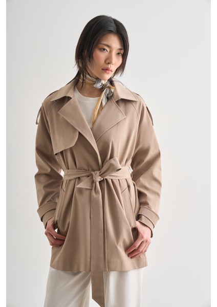 Premium Pamuk Karışımlı Bej Rengi Trençkot fiyatları