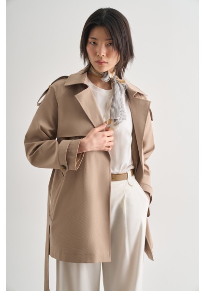 Premium Pamuk Karışımlı Bej Rengi Trençkot modelleri