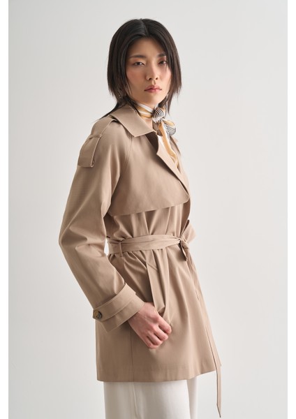 Premium Pamuk Karışımlı Bej Rengi Trençkot fırsatları