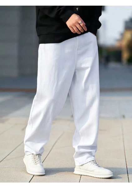 Erkek Casual Baggy Denim Jean Kot Pantolon