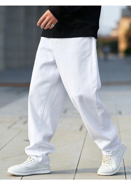 Erkek Casual Baggy Denim Jean Kot Pantolon fırsatları