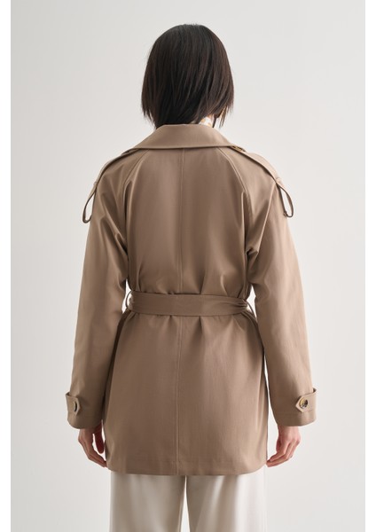 Premium Pamuk Karışımlı Bej Rengi Trençkot indirimleri