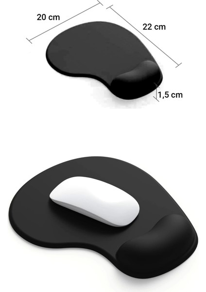 Bilek Destekli Siyah Damla Tipi Pürüzsüz Yüzey Dikişsiz Gamer Oyuncu Mouse Pad 20X22CM
