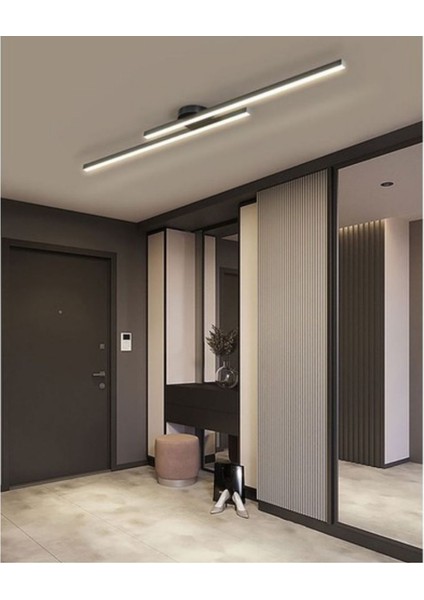 Modern Tavan Koridor Aydınlatması Çubuk LED Siyah Beyaz Işık Lineer Avize Armatür 100 cm indirimleri