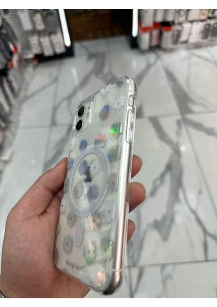 Apple iPhone 11 Kılıfrenkli Papatya Fiyonklu Magsafe Kılıf Silikon Tasarımlı modelleri