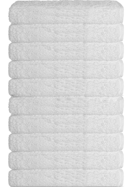 10 Lu Otel Banyo Havlusu Pamuklu 70 x 150 cm Beyaz 16/1 Aksoft 480 gr