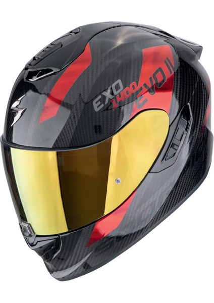 Exo 1400 Evo Iı Air Plated Carbon Kapalı Motosiklet Kaskı Siyah Kırmızı