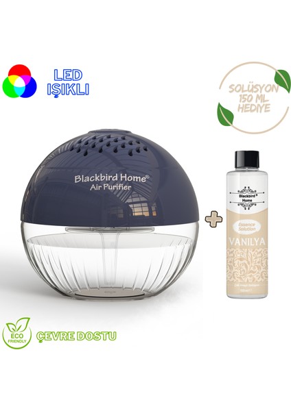 Işıklı Hava Temizleyici Küre Antrasit + 150 ml Vanilya Küre Solüsyonu