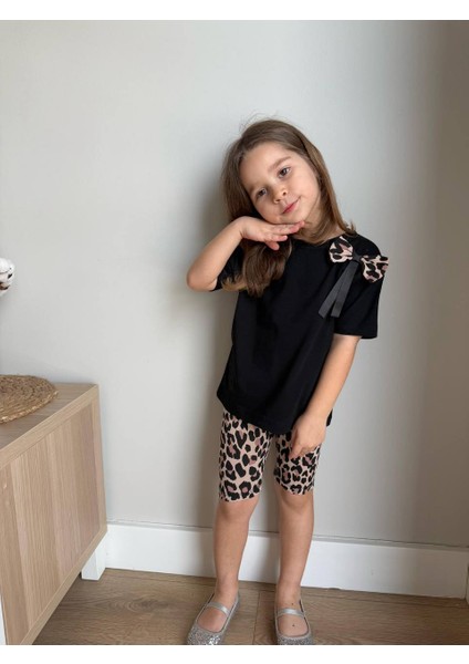 Leopar Desen Tayt T-Shirt Pamuk Takım modelleri