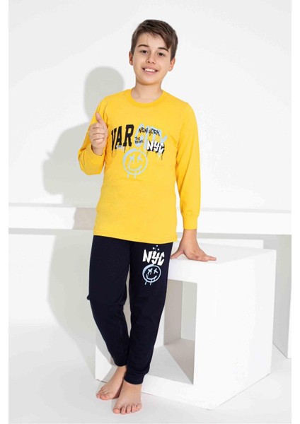 Erkek Çocuk Desenli Uzun Kollu Pijama Takımı