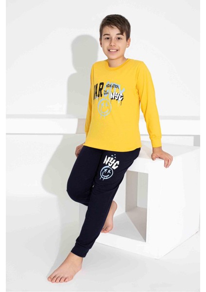 Erkek Çocuk Desenli Uzun Kollu Pijama Takımı