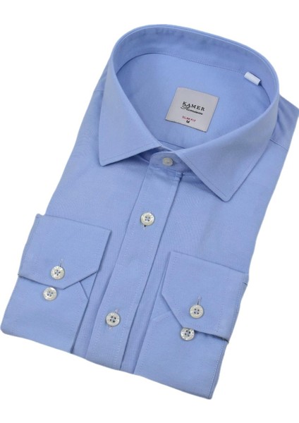 Erkek Slim Fitt Likralı Uzun Kol Kulplu Gömlek 2358 BGL-ST04384