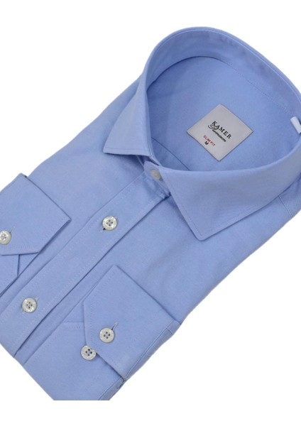 Erkek Slim Fitt Likralı Uzun Kol Kulplu Gömlek 2358 BGL-ST04384 fırsatları