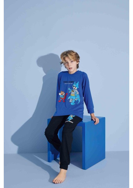 Erkek Çocuk Sevimli Kedi Desenli Uzun Kollu Pijama Takımı fiyatları