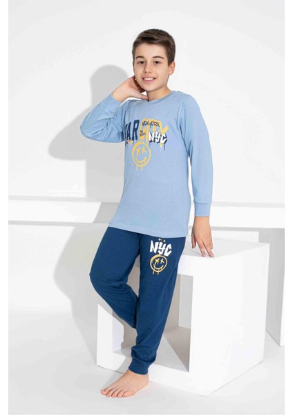 Erkek Çocuk Desenli Uzun Kollu Pijama Takımı