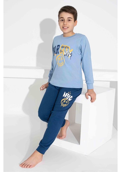 Erkek Çocuk Desenli Uzun Kollu Pijama Takımı