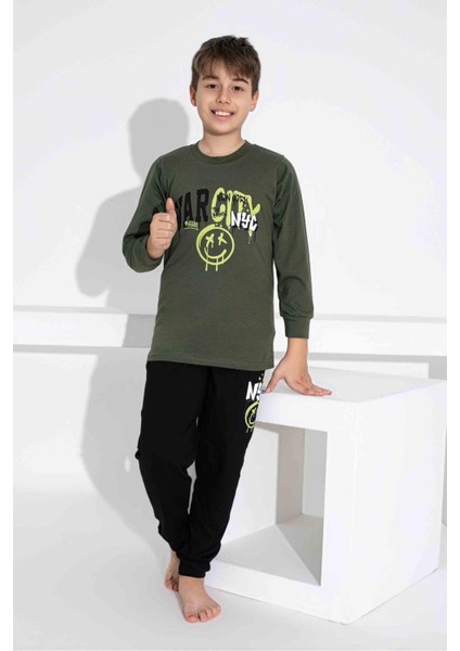 Erkek Çocuk Desenli Uzun Kollu Pijama Takımı