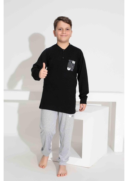 Erkek Çocuk Desenli Uzun Kollu Pijama Takımı