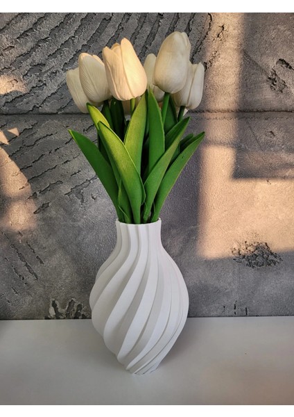 Modern Spiral Tasarımlı Dekoratif Vazo – 18 cm Plastik fiyatları