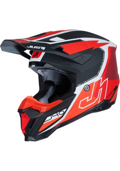 J40 Flash Off-Road Kaskı Kırmızı Beyaz Siyah