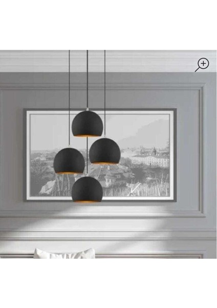 Mylights 20 cm Küreli Dörtlü Sarkıt Avize Metal Avize Salon Avize Galeri Boşluğu Yüksek Tavan