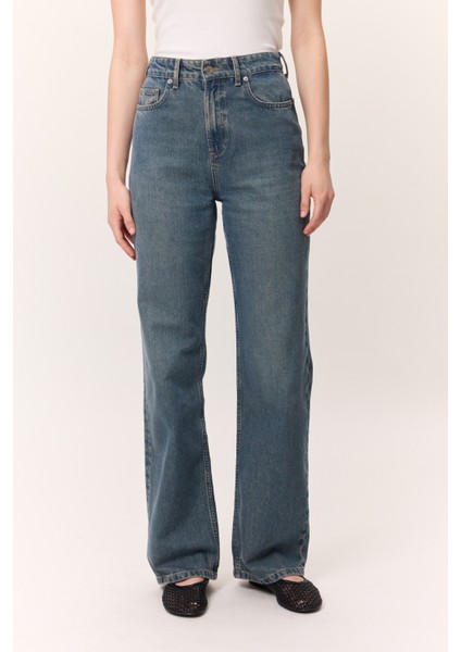 Uzun Paça Straıght Jean Gri Mavi indirimleri