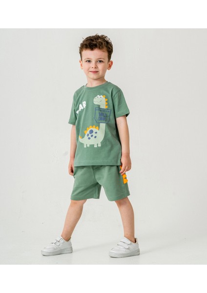 Wild Dino Baskılı Erkek Çocuk Şortlu Takım 50302