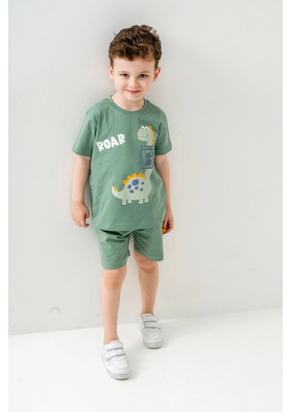 Wild Dino Baskılı Erkek Çocuk Şortlu Takım 50302