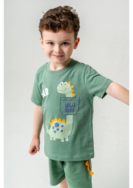 Wild Dino Baskılı Erkek Çocuk Şortlu Takım 50302