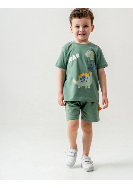 Wild Dino Baskılı Erkek Çocuk Şortlu Takım 50302