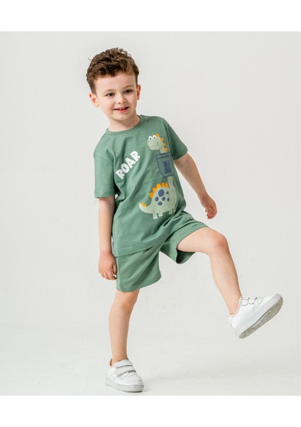 Wild Dino Baskılı Erkek Çocuk Şortlu Takım 50302