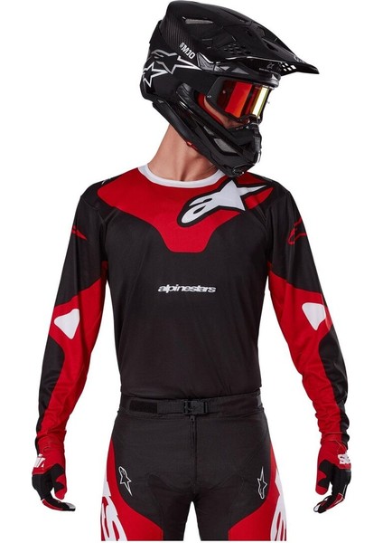 Alpinestars Racer Veil Kros Motosiklet Jerseyi Siyah Kırmızı Beyaz indirimleri